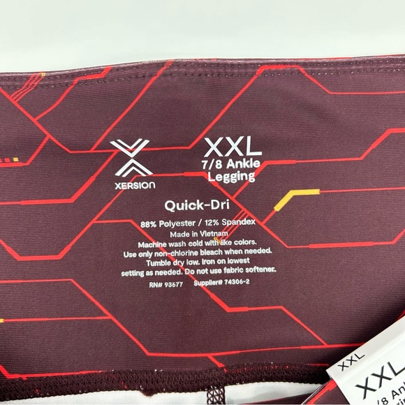 Xersion Women’s High Tech Burgundy Train High Rise 7/8 Ankle Legging L XL XXL - Picture 12 of 13